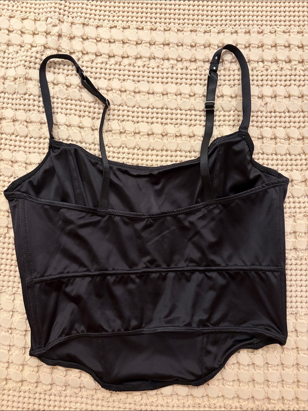 Steve Madden Black Satin Corset Crop Top with Adjustable Studded Straps 36C - Picture 3 of 4